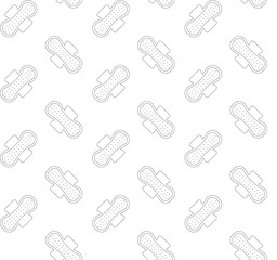 seamless vector line drawn pattern of feminine woman sanitary hygiene menstruation pad napkin isolated on white background