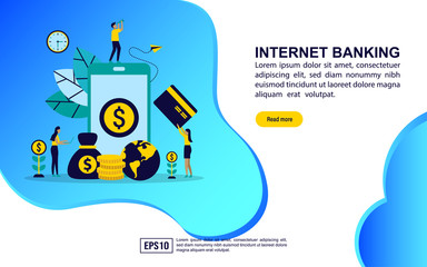 Vector illustration concept of internet banking. Modern illustration conceptual for banner, flyer, promotion, marketing material, online advertising, business presentation