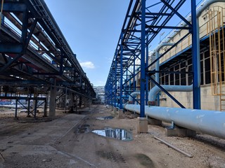 Blue pipes and truss