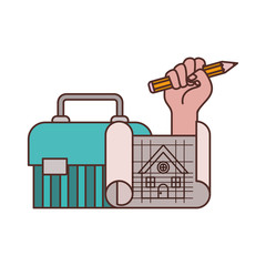 hand with construction tool box icon