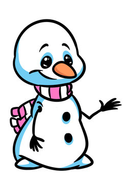 snowman happy character cartoon illustration Christmas isolated image