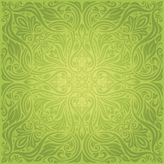 Green Floral Easter Decorative ornate pattern vintage wallpaper vector mandala design backround