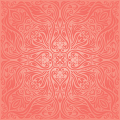 Living Coral Floral Pink vector wallpaper trend mandala design wedding background