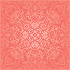 Living Coral Floral Pink vector wallpaper trend mandala design wedding background