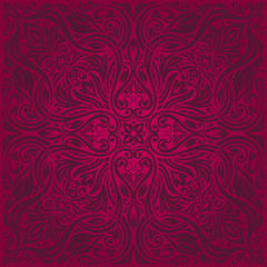 Red floral vector pattern wallpaper mandala design Background