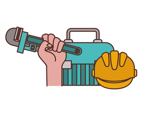 hand with construction tool box icon