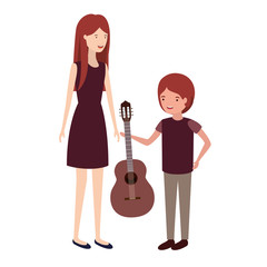 woman with son and guitar avatar character