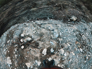 Mountain rift sky clouds landscape. Mountain cloudy sky over mountain rift panorama