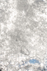 ice texture shines through the sun