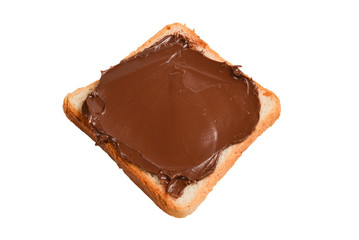 Сhocolate paste sandwich isolated on white background.