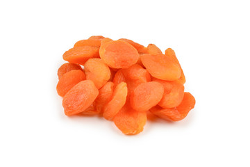 Dried apricots isolated on white background.