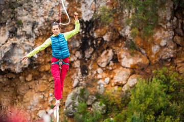 Fototapeta premium Highline in the mountains.