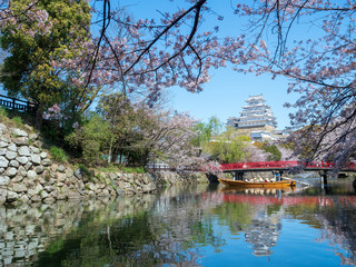 Landscape of Himeji Castle in spring.