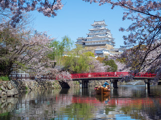 Landscape of Himeji Castle in spring.