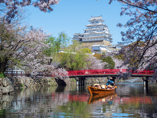Landscape of Himeji Castle in spring.