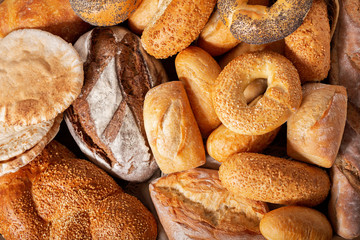 Fototapeta na wymiar Fresh baked bread, top view