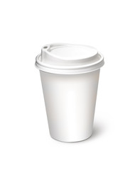 Paper cup for coffee, tea on white background