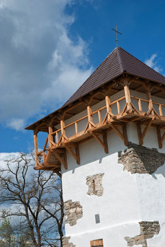 Tower of the ancient castle against the sky
