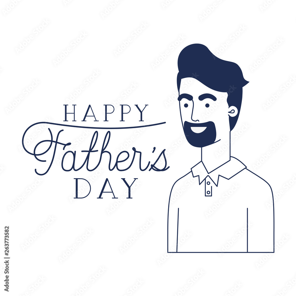 Wall mural happy father day label with man icon