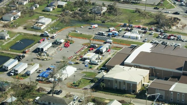 Aerial Disaster FEMA Relief Tents Temporary Units Florida