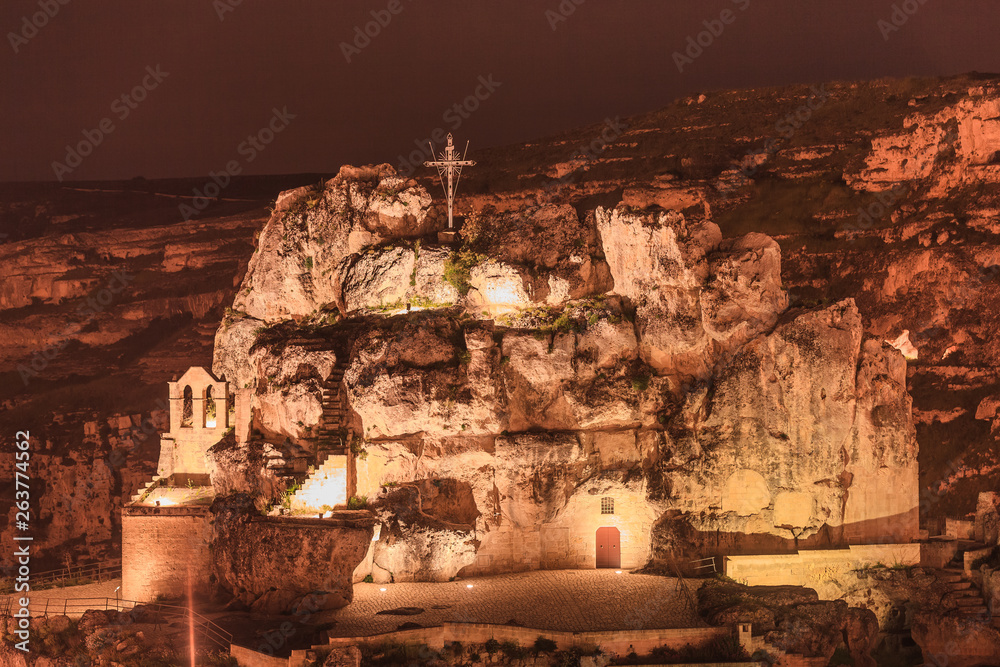 Canvas Prints sassi di matera at night. italy