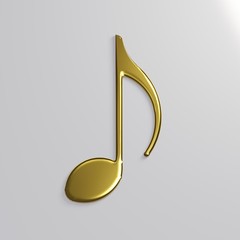 Gold Music Eighth Note. 3D Render Illustration