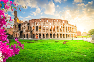 Fototapeta premium Colosseum at sunset in Rome, Italy