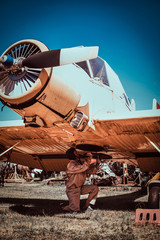 Pilot is repaing his jet. © Fxquadro