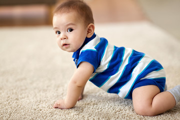 babyhood, childhood and people concept - sweet little asian baby boy