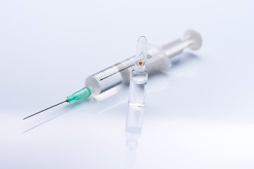 syringe close up. injection vial