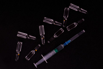 syringe close up. injection vial