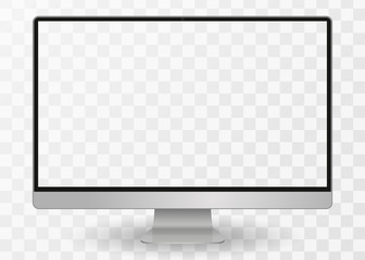 desktop pc vector mocup. monitor display with blank screen isolated on background. Vector illustration - obrazy, fototapety, plakaty