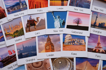 Postcards of different travel destinations - copyright for the images owned by the artist