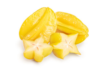 Carambola or star-fruit isolated on white background
