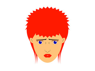 Red hair beautiful young girl portrait vector illustration