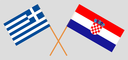 Croatia and Greece. The Croatian and Greek flags. Official colors. Correct proportion. Vector