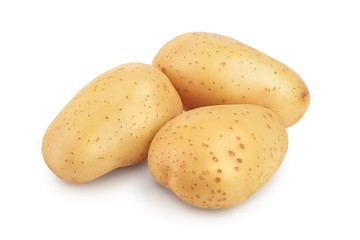 Young potato isolated on white background. Harvest new
