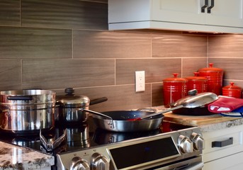 Preparing homemade meal for family dinner and clean up