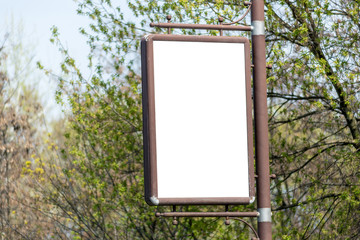 Vertical blank white billboard with place for text or mock up.
