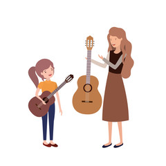 woman with daughter and guitar avatar character