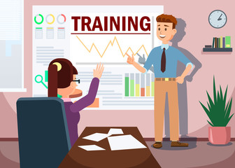 Training with Man Presenting Graphs Analysis.