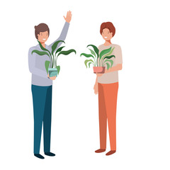 men with houseplant avatar character