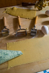 Making ravioli, with ricotta and spinach filling, natural light, food blogger conceptual