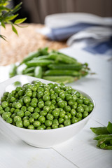 Fresh Green Peas in a Bowl 