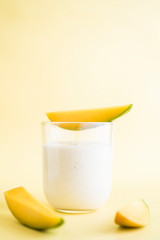 Mango and banan lassi drink