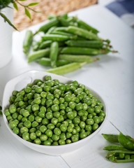 Fresh Green Peas in a Bowl 