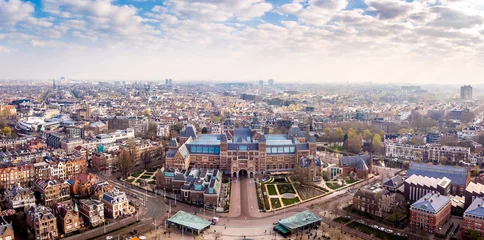Zelfklevend Fotobehang Aerial view of Rijksmuseum in Amsterdam in the morning, Netherlands © Alexey Fedorenko
