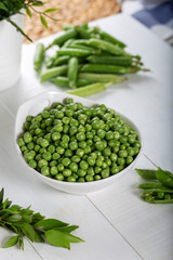 Fresh Green Peas in a Bowl 