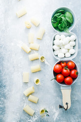 Tomato, mozzarella and basil