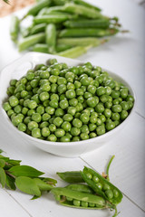 Fresh Green Peas in a Bowl 